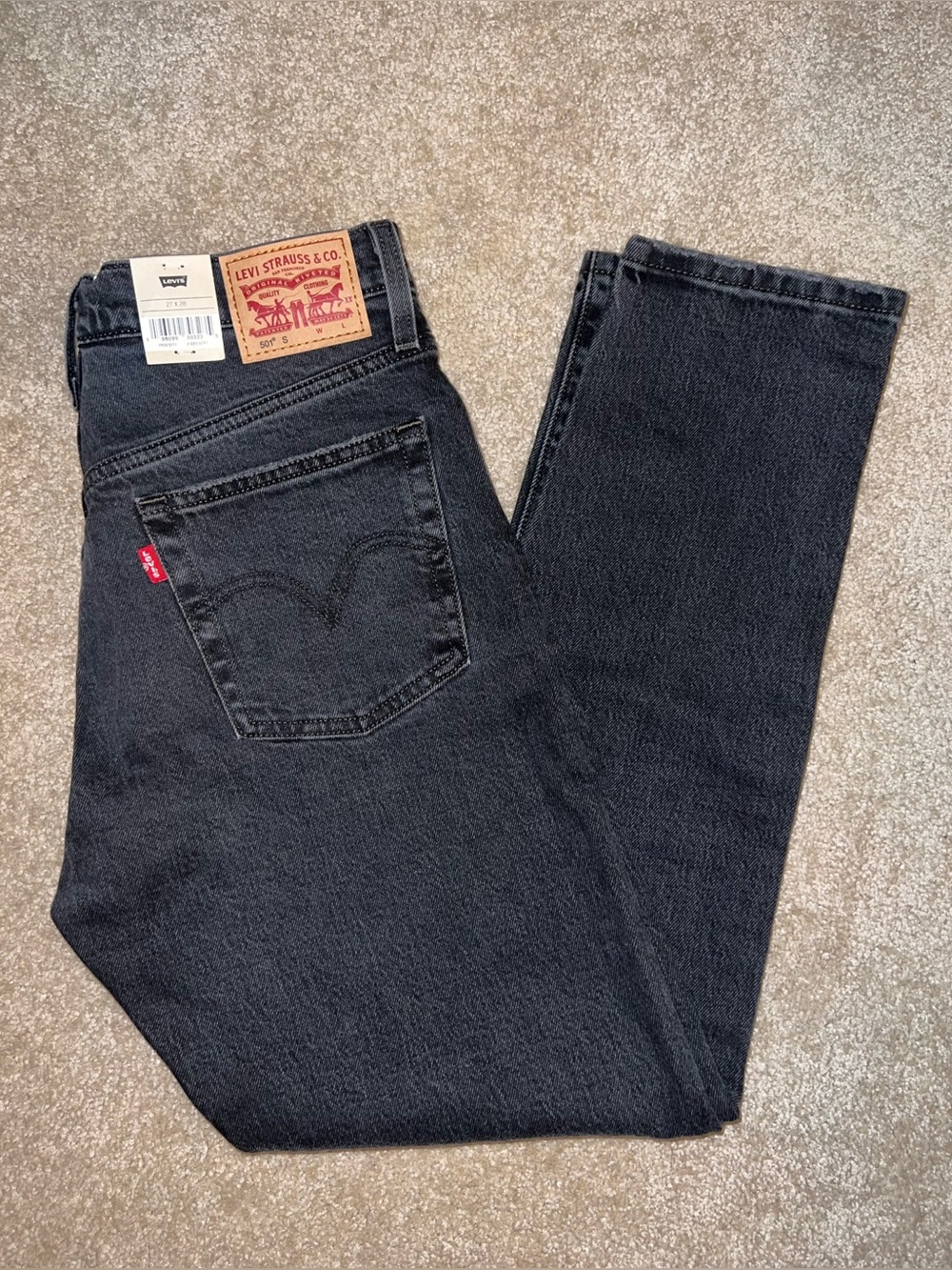 Levi's Black Denim Jeans 501 Skinny 27x28